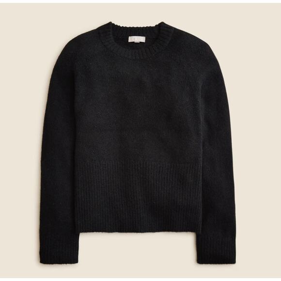 J.Crew High Rib Pullover Sweater Womens Plus XXL Black Wool Blend Relaxed Fit - Picture 1 of 6